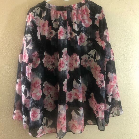 J.Lo Floral Gold Drip Blouse floral print size L - Picture 4 of 7